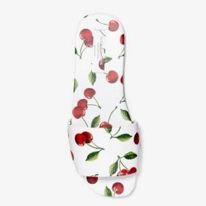 Delphine Cherry-Print Leather Slide Sandal